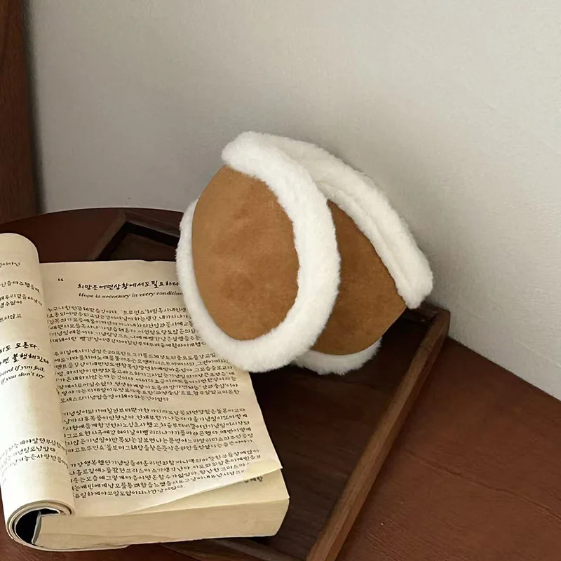 한국 커피색 플러시 접이식 귀마개 겨울 보온 야외 사이클링 스포츠 귀마개 여성용 귀덮개 겨울 액세서리