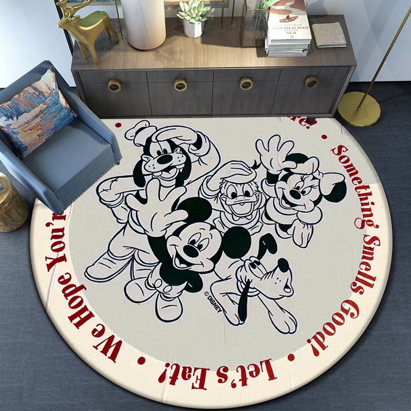 Mickey Mouse Clubhouse Round Carpet for Living Room Rugs Camping Picnic Mats Flannel Anti-Slip Gifts,carpets for living room