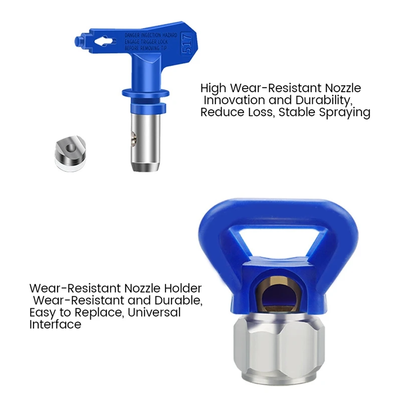 1 ชุด Airless Wall Paint Sprayer อุปกรณ์เสริม 815 สเปรย์ 517 หัวฉีดอะแดปเตอร์และ 30 ซม.ขยาย Rod SILVER