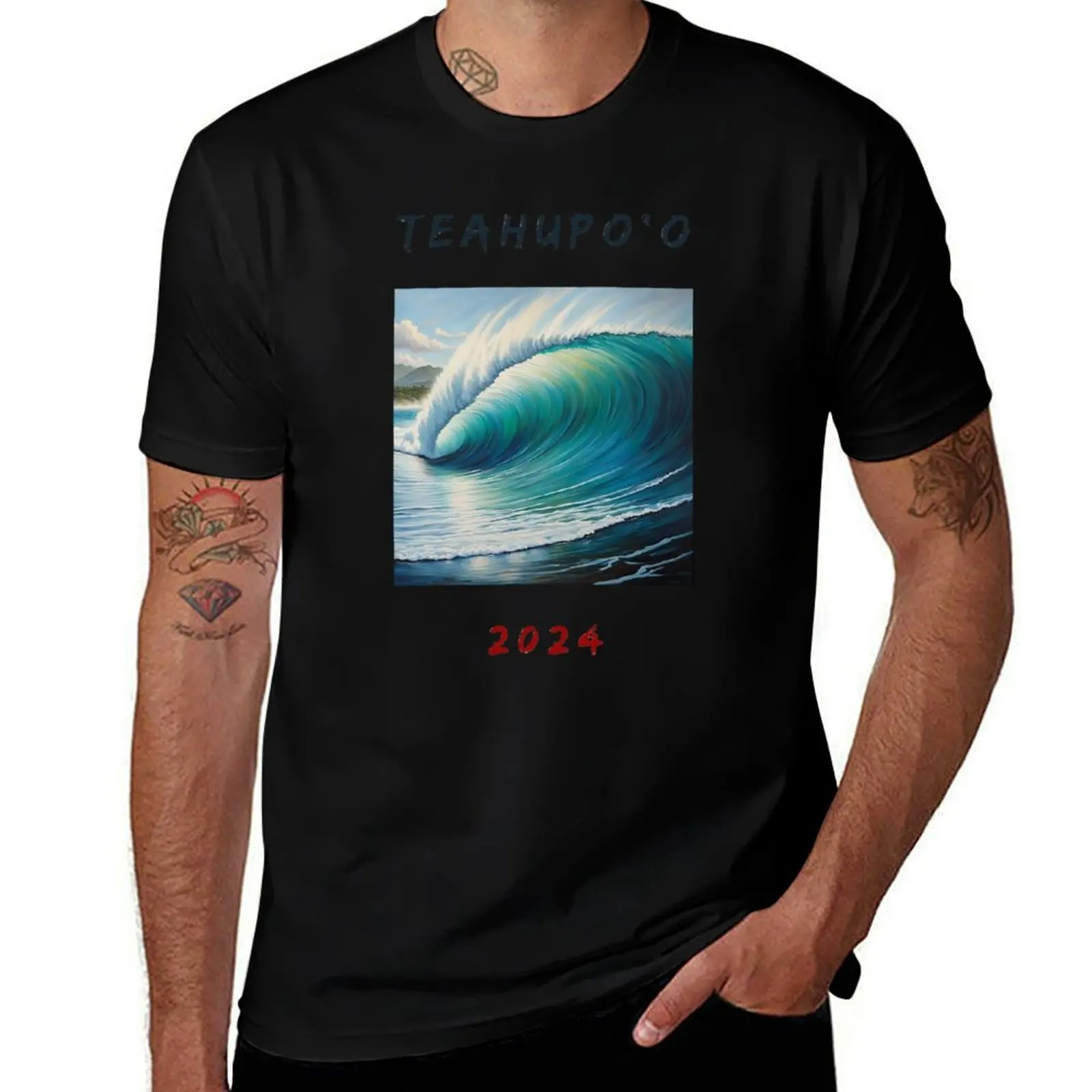 

Teahupo'o 2024 Surfing Olympics T-Shirt custom t shirt new edition for a boy street wear fitted t shirts for men