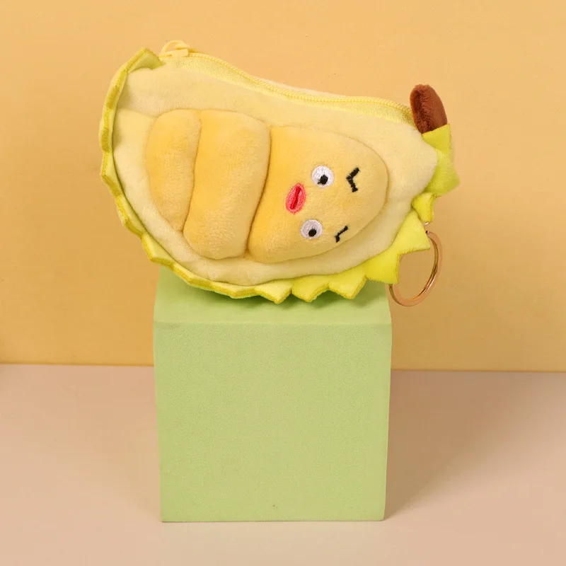 Creative Fruit Thailand Durian Plush Coin Purse Cartoon Cute Summer Fruit Plush Portable Coin Purse Children's Birthday Gifts