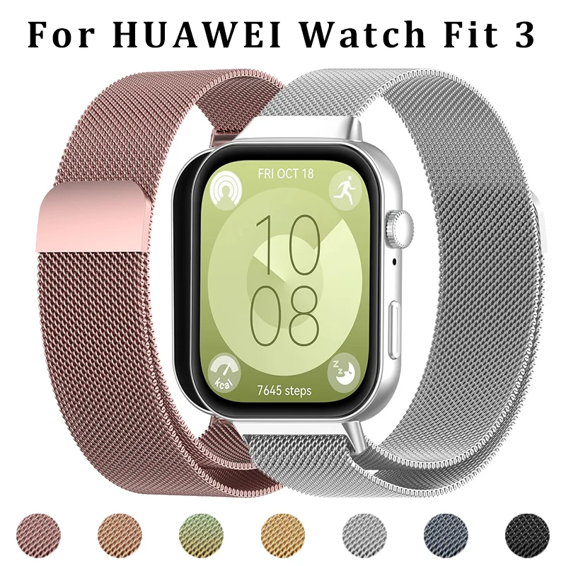 

Magnetic Strap For Huawei Watch Fit 3 Statinless Steel Band Metal Loop Bracelet Correa For Huawei Watch Fit3 Wristband