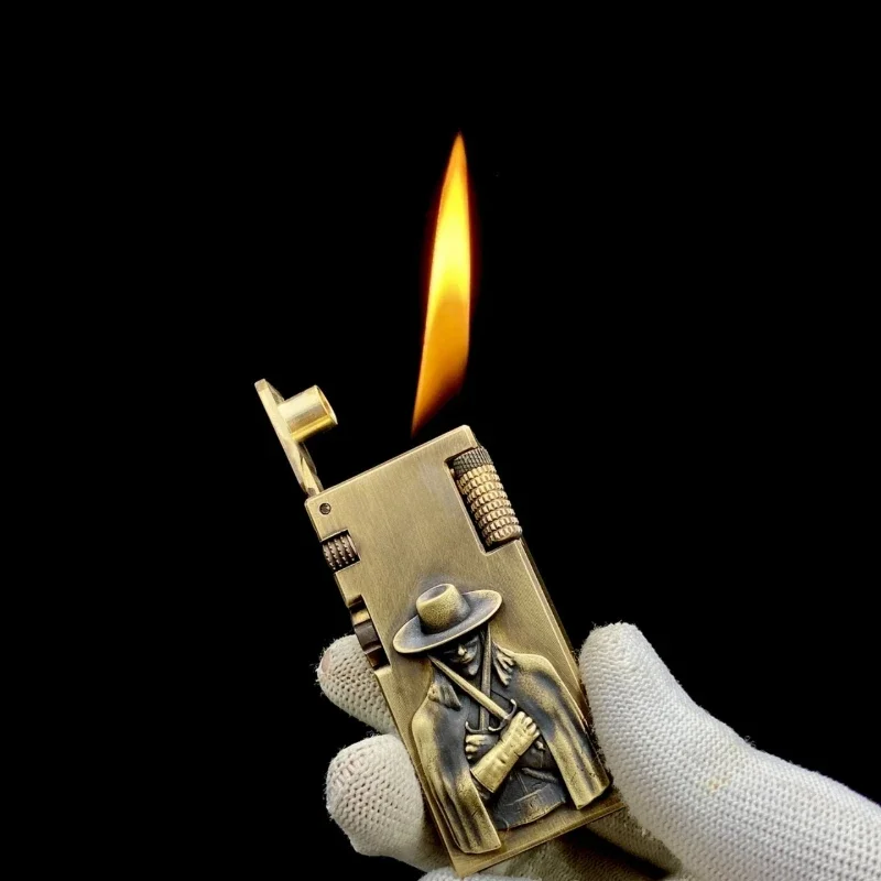 

Handmade Brass Second Generation Trench Kerosiene Lighter Retro Upgraded Double Oil Tank Men's Collection Gift Lighter