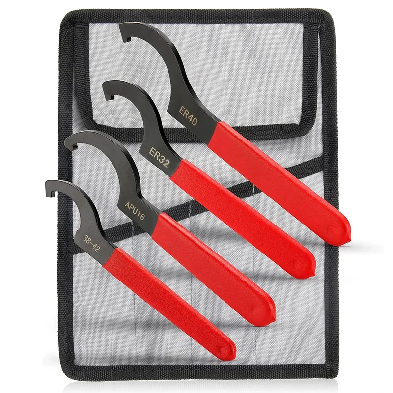 4Pcs Universal Coilover Spanner Wrench Set, Carbon Steel Adjustable Shock Tool with Rubber Handle for Car Modification