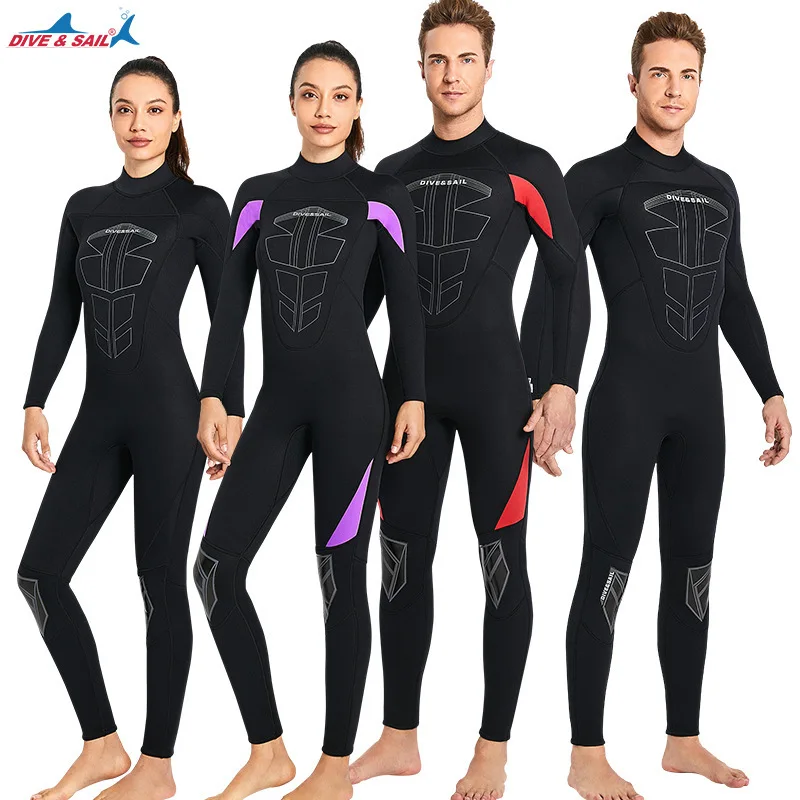 

New diving suit 3MM one-piece long sleeved warm and cold proof wet diving suit snorkeling, surfing, autumn and winter swimsuit