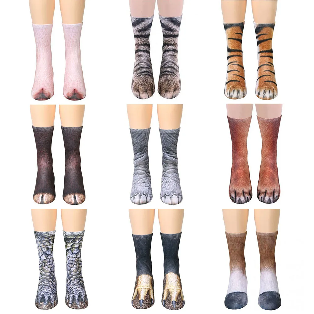 1~4PAIRS Cartoon -calf Socks Funny Bouncy Adult -calf Socks Mens Socks Printed Animal Socks Hoof Easy To Clean