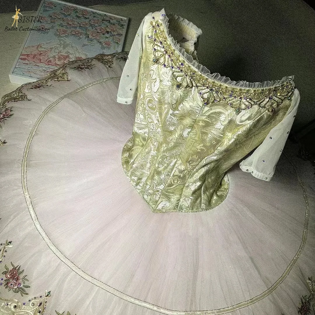 New color Paquita solo variations Ballet TUTU dress Children adult beige private custom competition pompadour dress costume