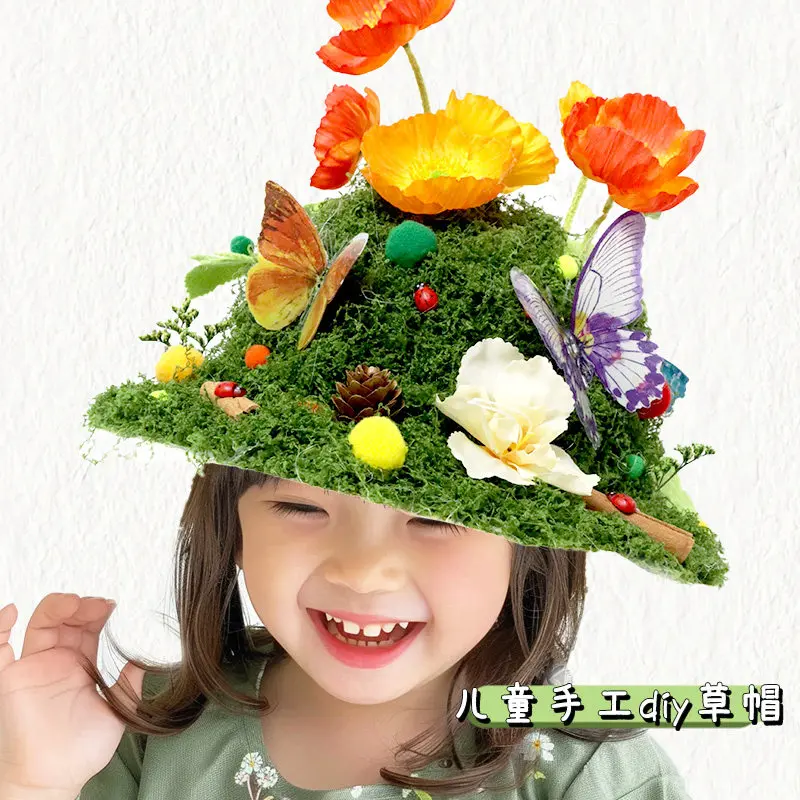 Easter DIY Hat Kit Fun Craft for Kids Creative Party Activity Parent Child Interactive Art Supplies Easy Make Straw Cap