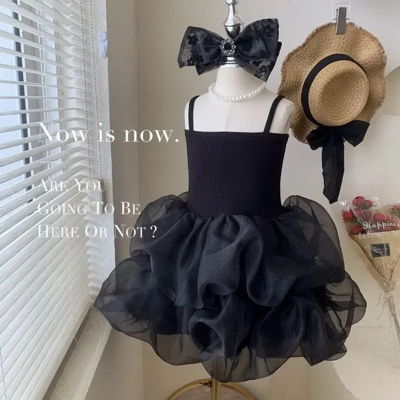 Girls' Strappy Dress, Summer Dress, Popular Online, Children's Puffy Dress, Stylish Little Girl Dress 1-6 Years