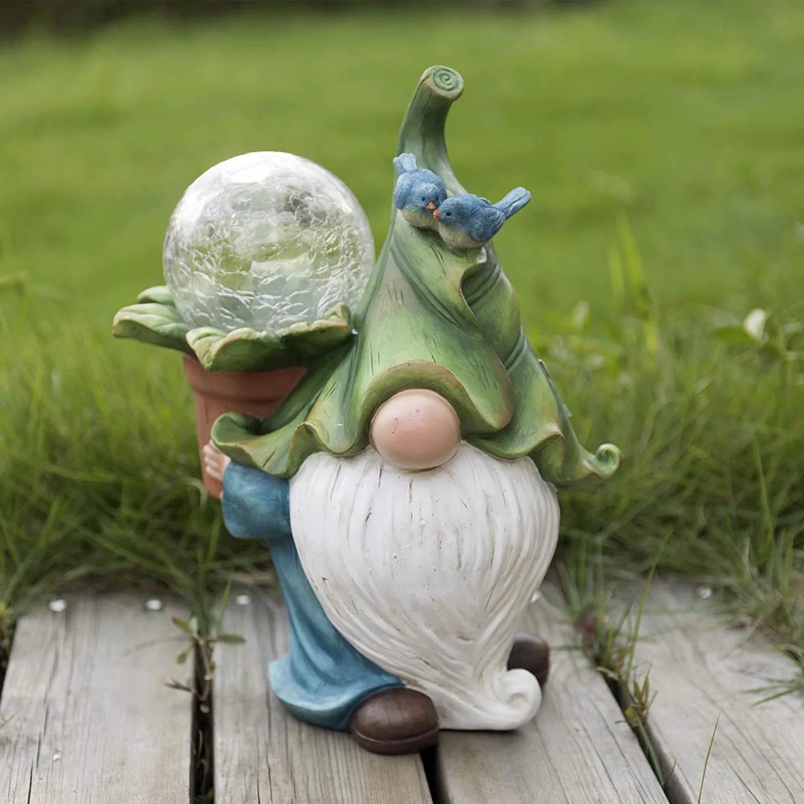 Solar Led Light Outdoor Ornament Gnome Statue Garden Decor Resin Craft Tabletop Decoration Light Up Figurine Yard Art
