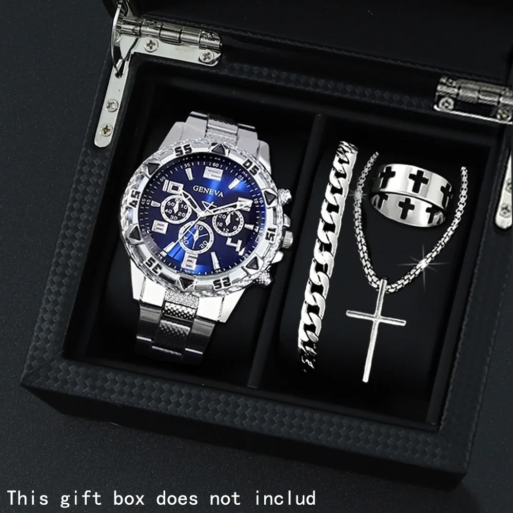 

4 шт./компл., мужские часы, модный набор мужских часов, кварцевые часы, идеально подходят для повседневного ношения, модный аксессуар в подарок