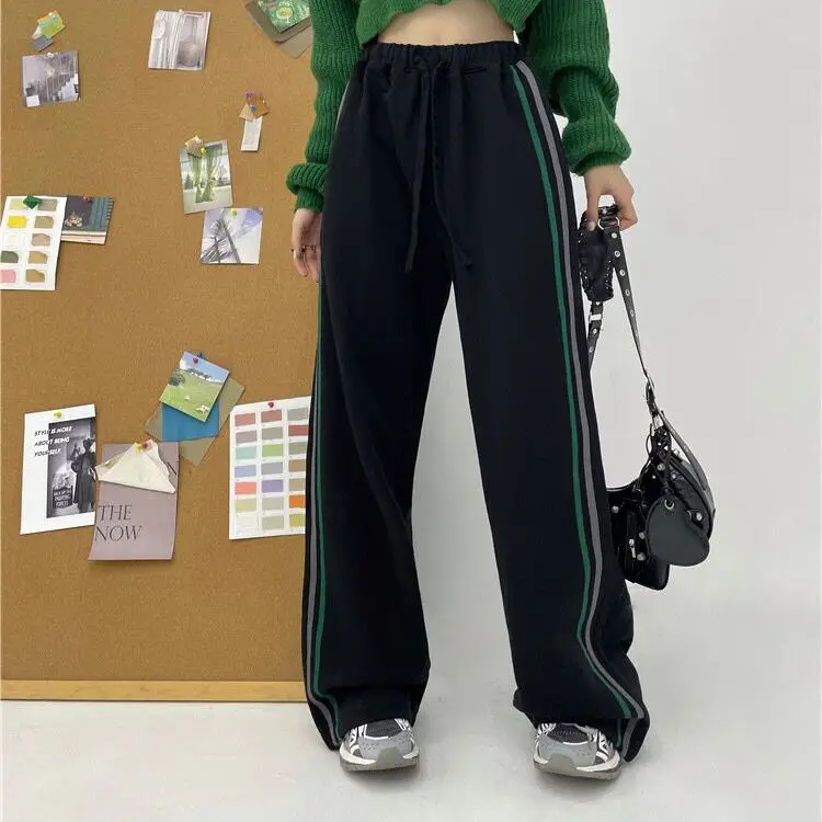 

Fashion american casual straight leg sports pants spring summer street Y2K Korean style personalized retro hip hop women pants