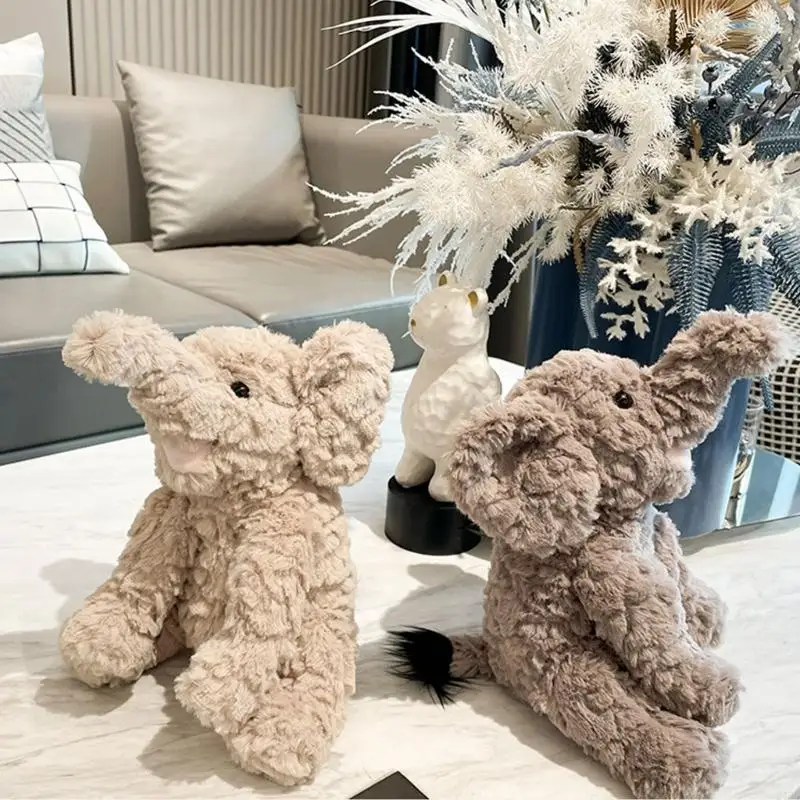 

Soothing Stuffed Elephant Toy Cartoon Elephant Figure Soft Toy Room Emotion Appease for Toddlers Girls Office Ornaments 24BE