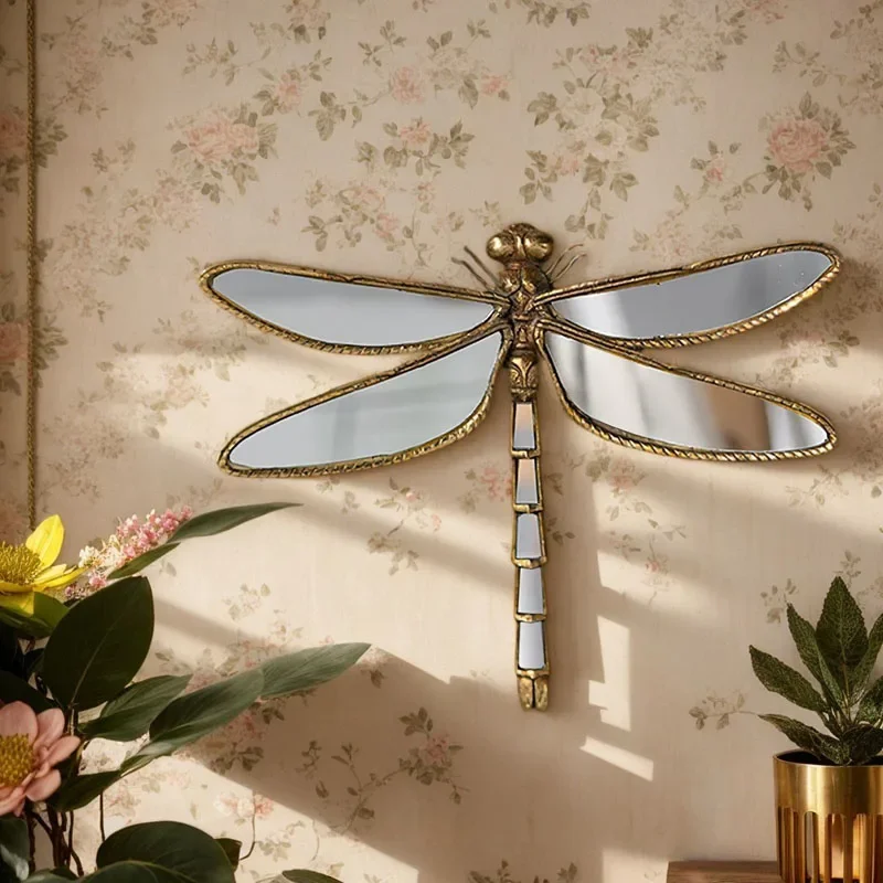 Creative Mirror Dragonfly Swallow Resin Wall Mural Ornaments Home Room Wall Butterfly Decoration Hotel Wall Sticker Accessories