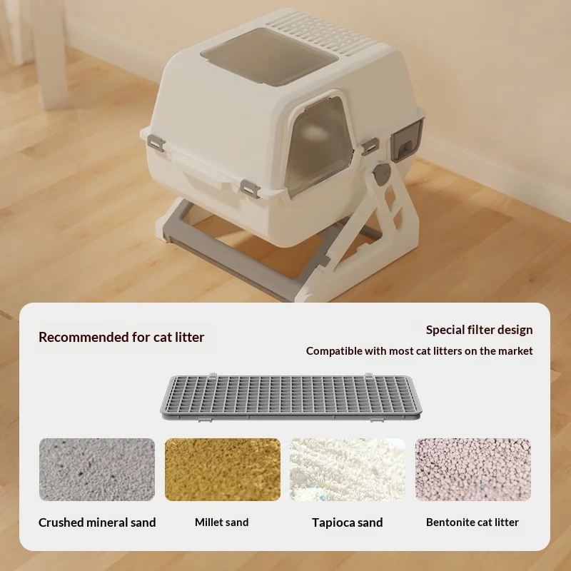 Bandeja arenera cerrada auto-limpiante anti-salpicaduras para gatos - imagen 5
