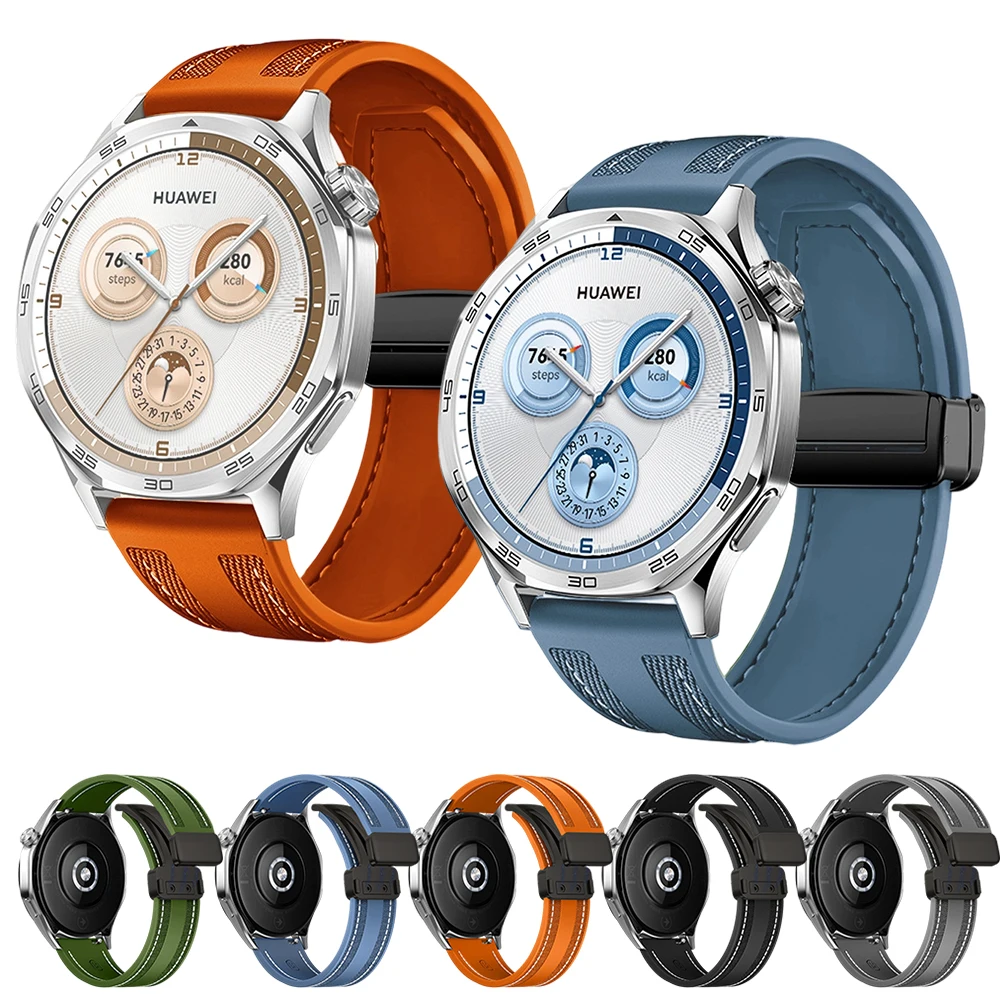 22 مللي متر العالمي الفرقة لهواوي ساعة 5 4 3 النايلون نسج المغناطيسي مشبك المطاط معصمه لهواوي GT5 4 3 2 46 مللي متر حزام