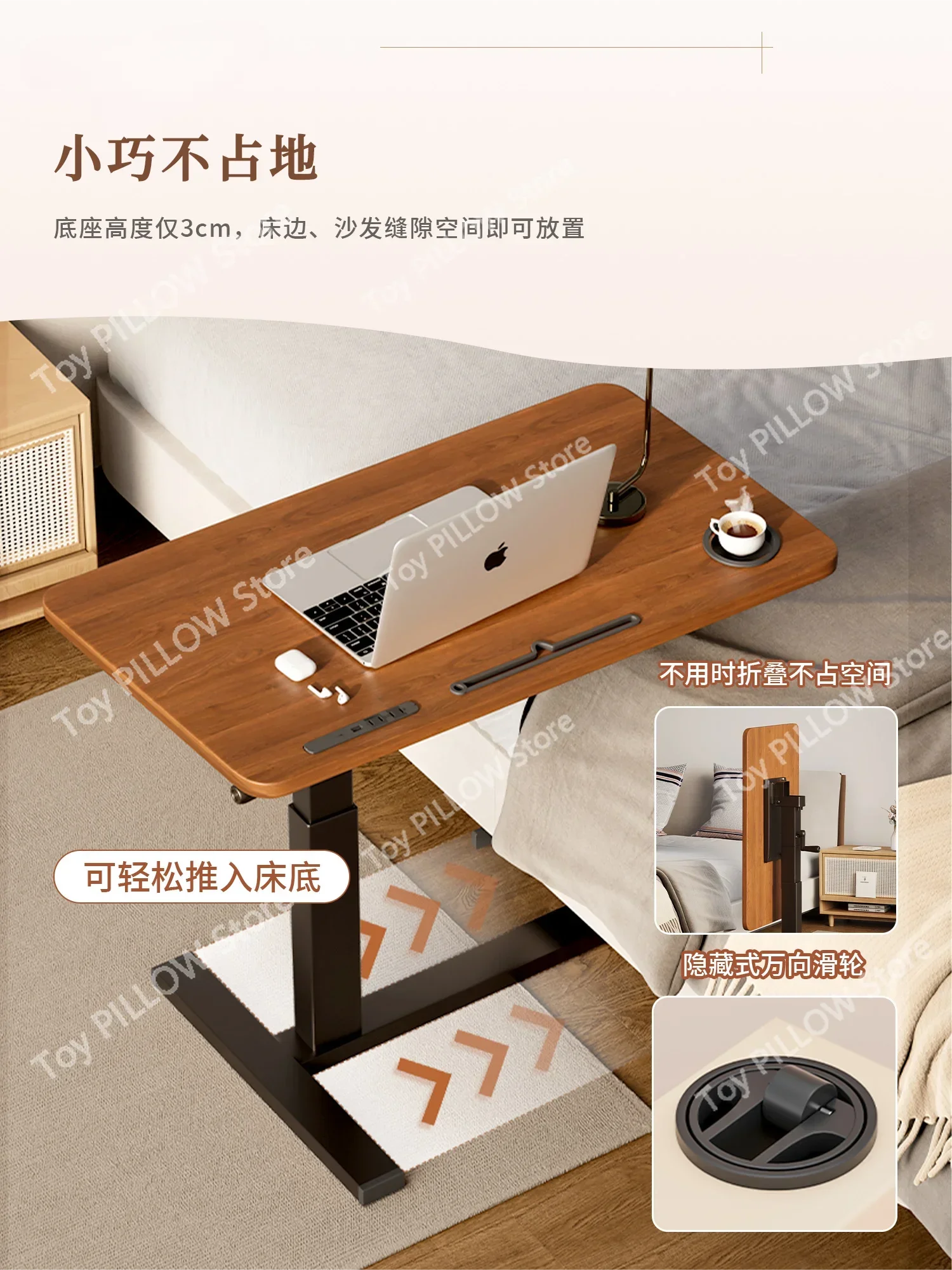 Folding lift computer desk bedroom small household bay window bedside table rectangular workbench