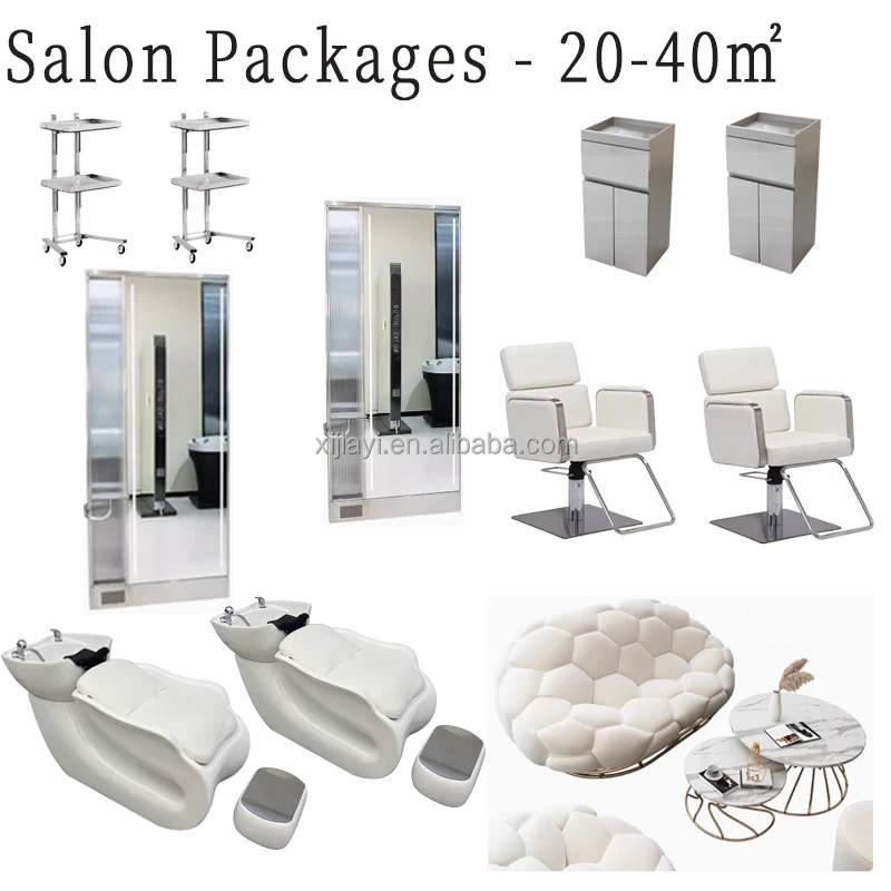 Luxury Salon Hairdressing Barber Chairs and Mirrors Shampoo Bed Furniture Set for Barber Shop