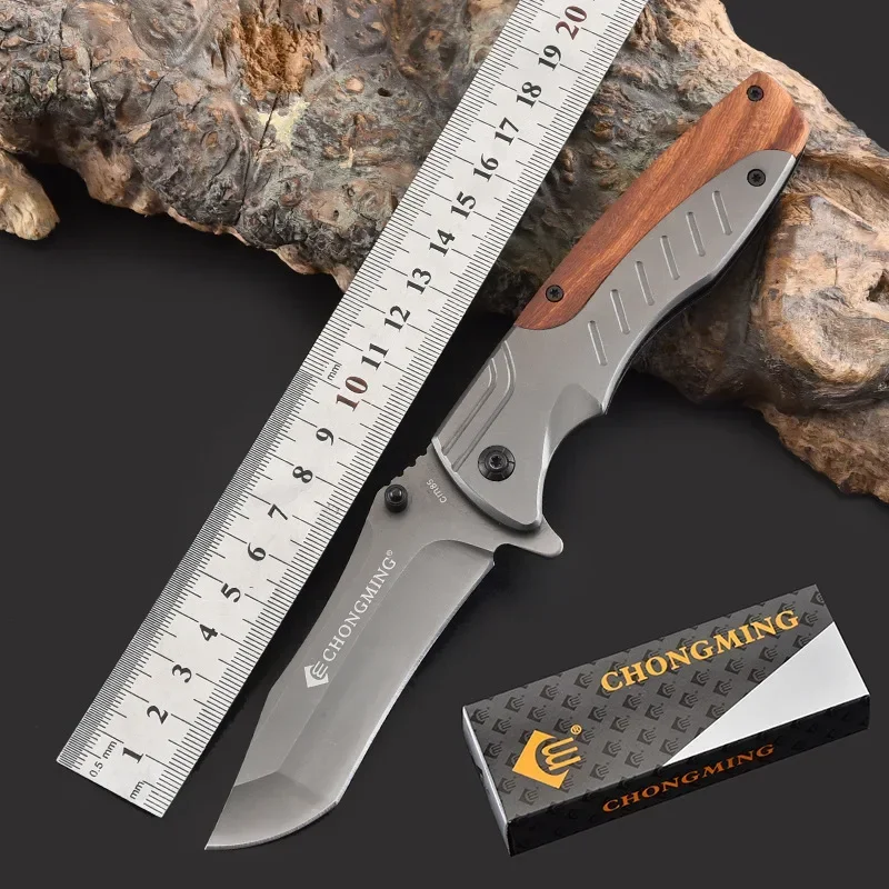 Damascus Steel Tactical Outdoor Camping 57HRC Folding Knife Pipe Cutter Pocket Knifes Wood Handle Knife Karambit Hunting Knives