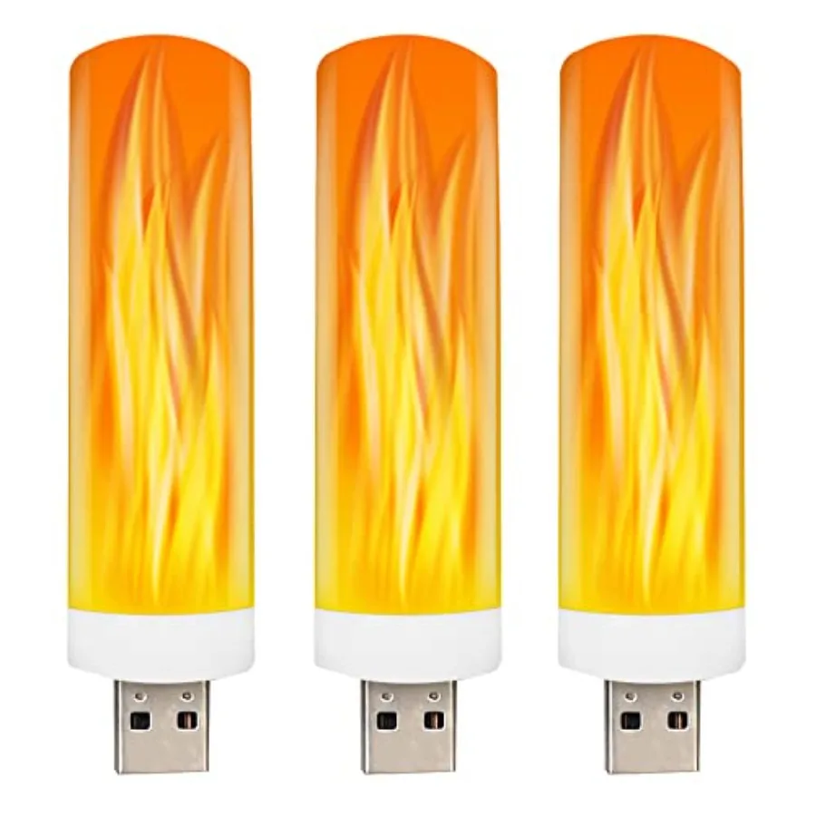 

USB LED Flame Effect Light USB Flame Candle Bulb Flameless Tea Lights Candles Flickering Bright Tealights for Indoor Outdoor Ho
