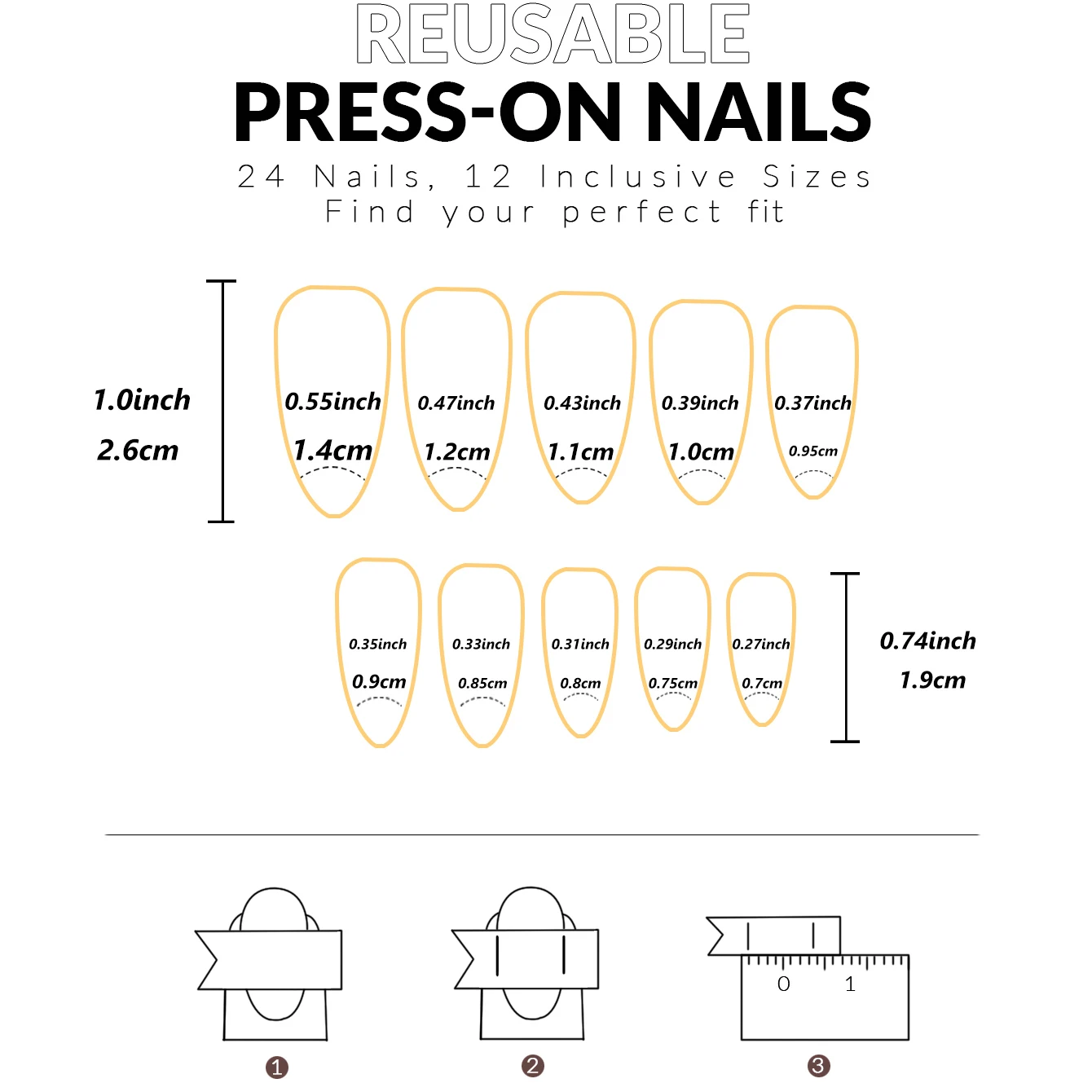 24-teiliges Set für sofortiges Makeover mit roten französischen Mandel-Kunstnägeln, 1 Nagelfeile & 1 Nagelkleber-Aufkleber-Set – Detail 27