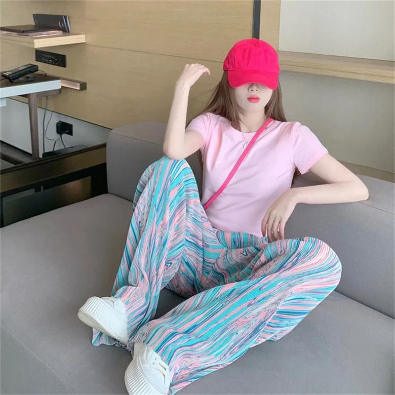 

New Women's Fashion Network Red Pop Street Fashionable Age Reducing Fashion Temperament Casual Wide Leg Pants Two Piece Set