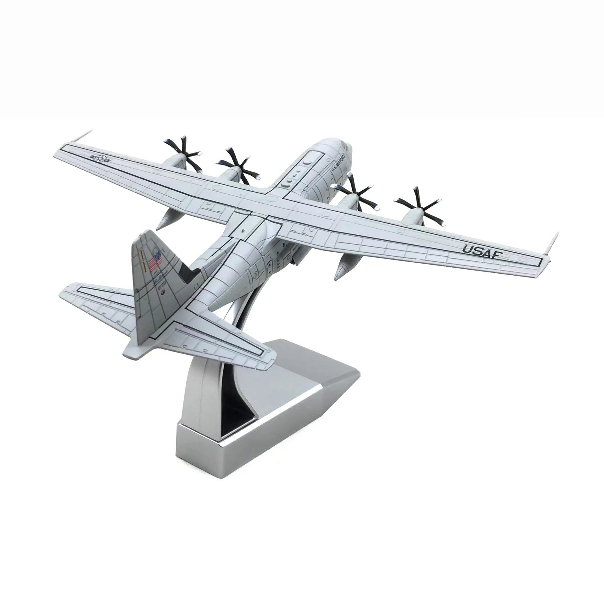 Modelo de avión de transporte USAF C-130J Super Hercules, escala 1:200, con soporte de exhibición, regalos coleccionables, modelo de avión de aleación C130