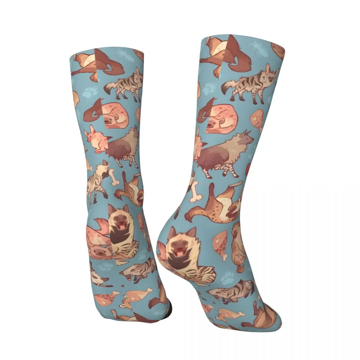 Vintage Hyenas In Cerulean Men's compression Socks Unisex Street Style Seamless Printed Novelty Crew Sock