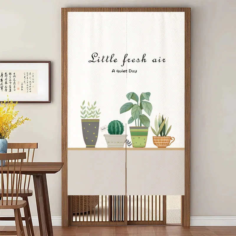 ستارة تقسيم الحمام والمطبخ وغرفة النوم بنمط الرسوم المتحركة اللطيفة الطازجة ستارة شبه مرفقة من قماش الكتان بدون حفر #6