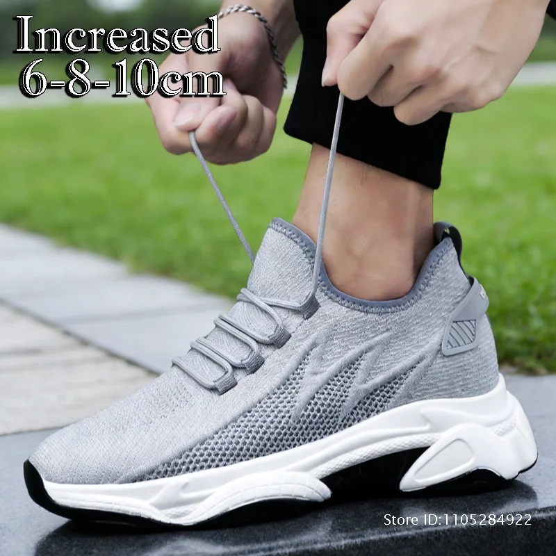 

Men's Shoes 10cm Height Increase Sneakers Outdoor Breathable Casual Shoes Lace-up Men Running Shoe Mesh Soft Sole Elevator Shoes