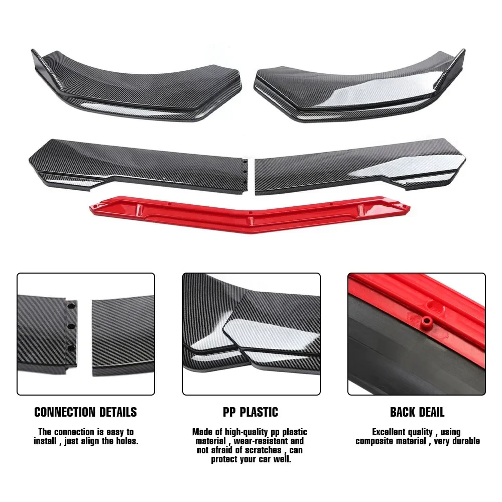 5PCS Universale Auto Paraurti Anteriore Labbro Body Kit Spoiler Canard Splitter Diffusore In Fibra di Carbonio Paraurti Anteriore Copertura Labbro Spoiler Anteriore