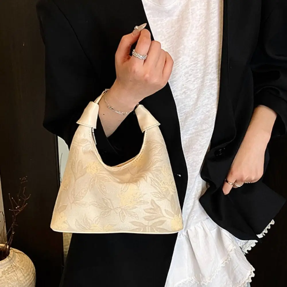 

Flower Pattern Chinese Style Crossbody Bag Elegant Single Shoulder Embroidery Wrist Bag Cheongsam Accessories with Handle