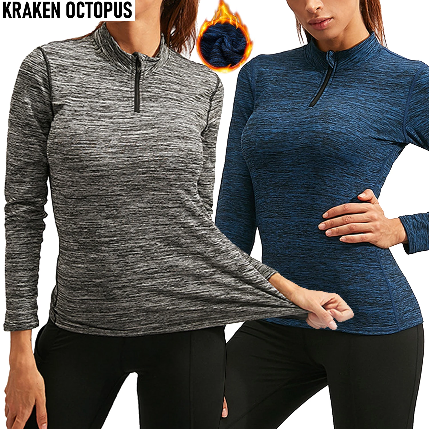 Long Sleeve Yoga Shirt Women Half Zip Fitness Yoga Shirt Winter Warm Gym Top Activewear Running Coats Yoga Shirt Woman