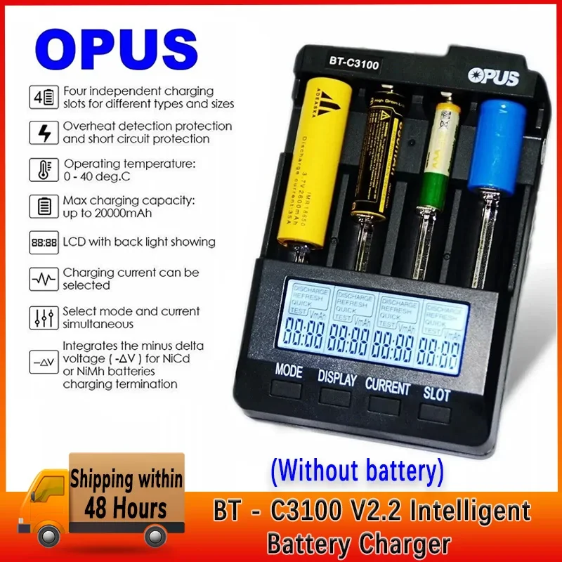 Standard Battery Charger Opus BT-C3100 V2.2 Digital Intelligent 4 Slots AA/AAA LCD Battery Charger tool parts