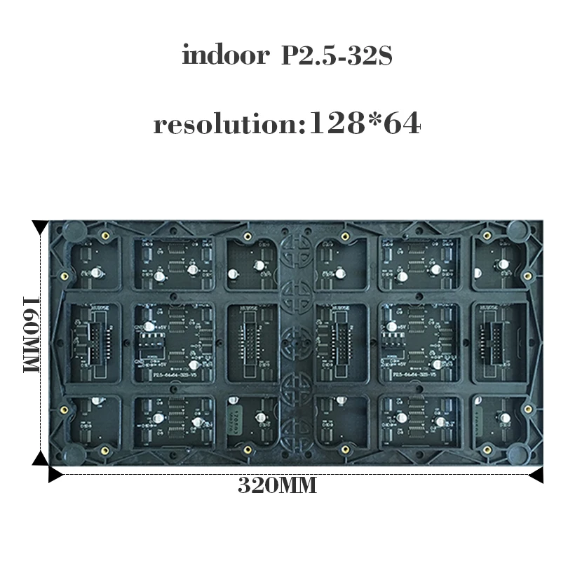 Indoor 320*160mm 128*64 pixels 1/32 Scan 3in1 SMD P2.5 Full color LED display panel module