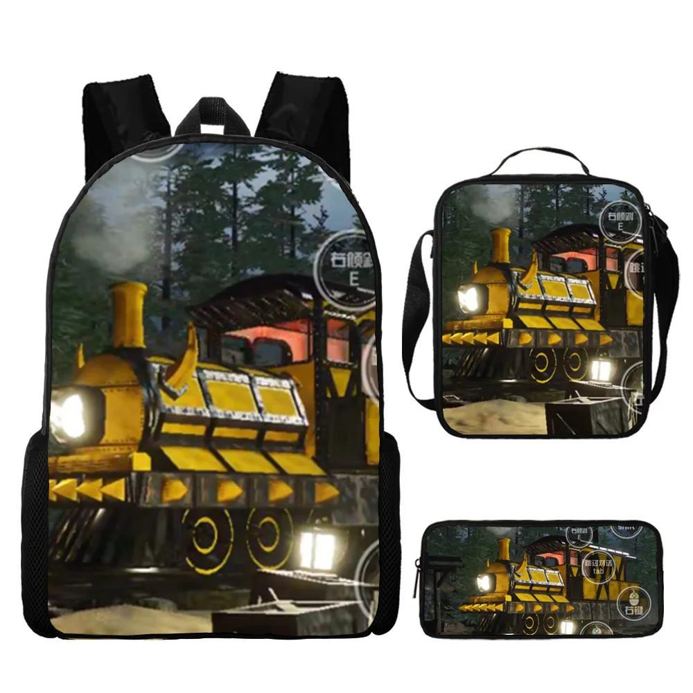 

Cartoon Popular Choo Choo Charles 3D Print 3pcs/Set Student School Bags Laptop Daypack Backpack Crossbody Lunch bag Pencil Case