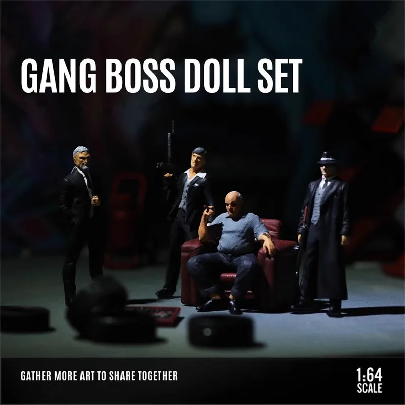 

1:64 масштабная модель из смолы, 4 шт., набор кукол-солдат Gang Boss, аксессуары для сцены «сделай сам», коллекция фигурок, дисплей, подарки для фанатов