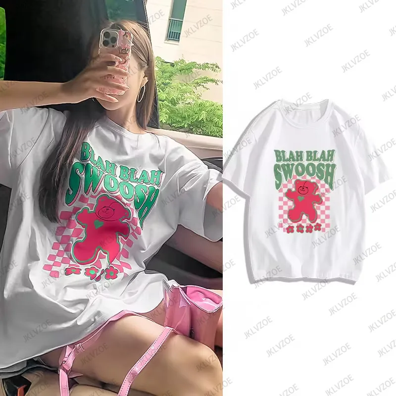 Korean Series Sister Cold Series High Sense Unique Chic Pure Cotton Short Sleeve O-neck T-shirt Women Summer Oversized T-shirt