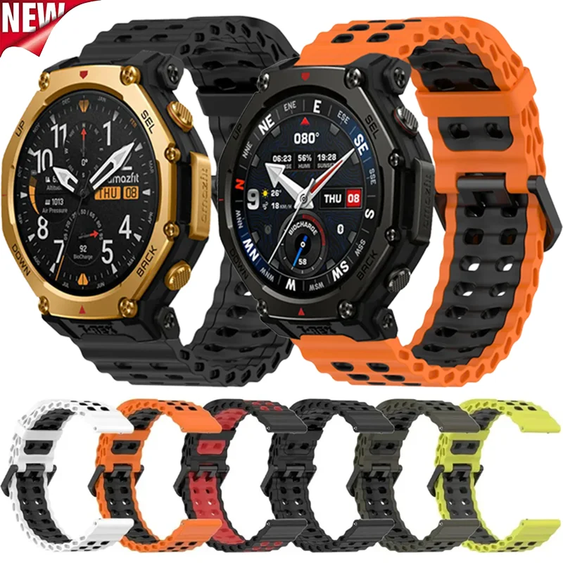 22mm Ocean Silikonarmband für Amazfit T-Rex3 Pro 48mm/Balance 2-1/Helio Atmungsaktives Sportarmband für Huawei Watch GT6 Pro 46mm