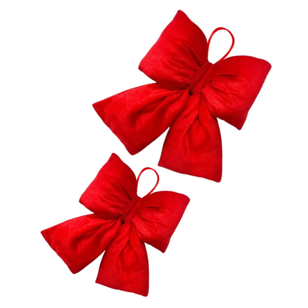 

2Pcs Festive Red Bow Hanging Ornaments Elegant Bowknot Pendant for Party Wedding Home Decor Christmas Tree Wreath Decoration