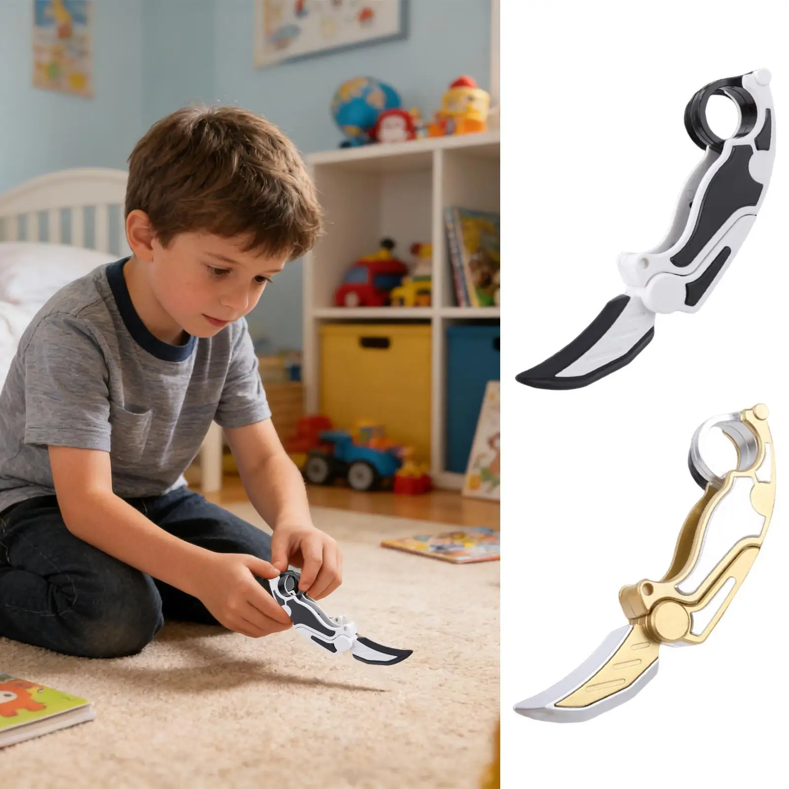 Fidget Knife Foldable Custom Cool Calming Pocket Cutter 3D Printed Knife Toy Butterfly Claw GravityKnife Stress Relief Toy