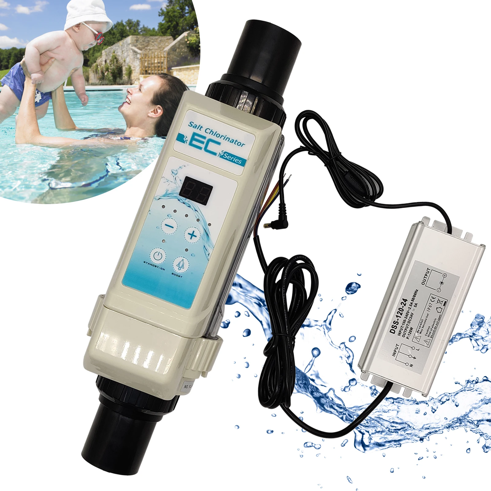 8G/H Salt Water Chlorinator Chlorine Generator System Spa for≤40m³ Swimming Pool