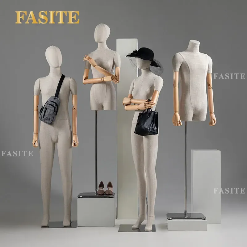 For Clothing Store Display Bamboo Hemp Female Mannequin Full Body Bust Doll Wedding Dress Window Pendant Hand Dummy Table