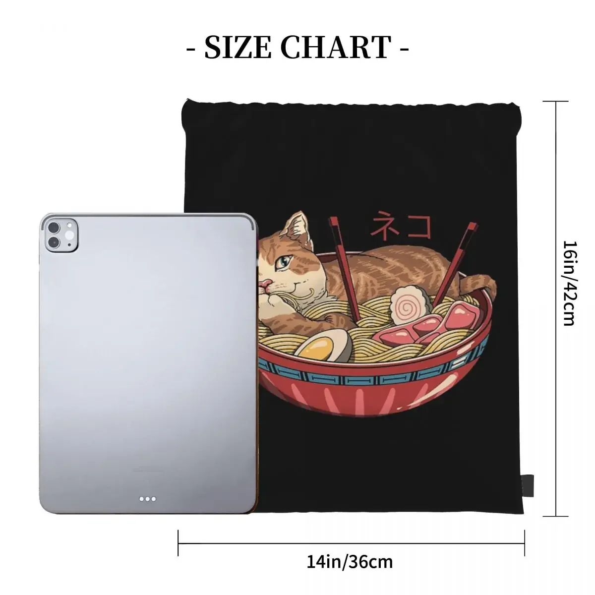 Neko Ramen V2 Backpacks Casual Portable Drawstring Bags Drawstring Bundle Pocket Storage Bag Book Bags For Travel Students