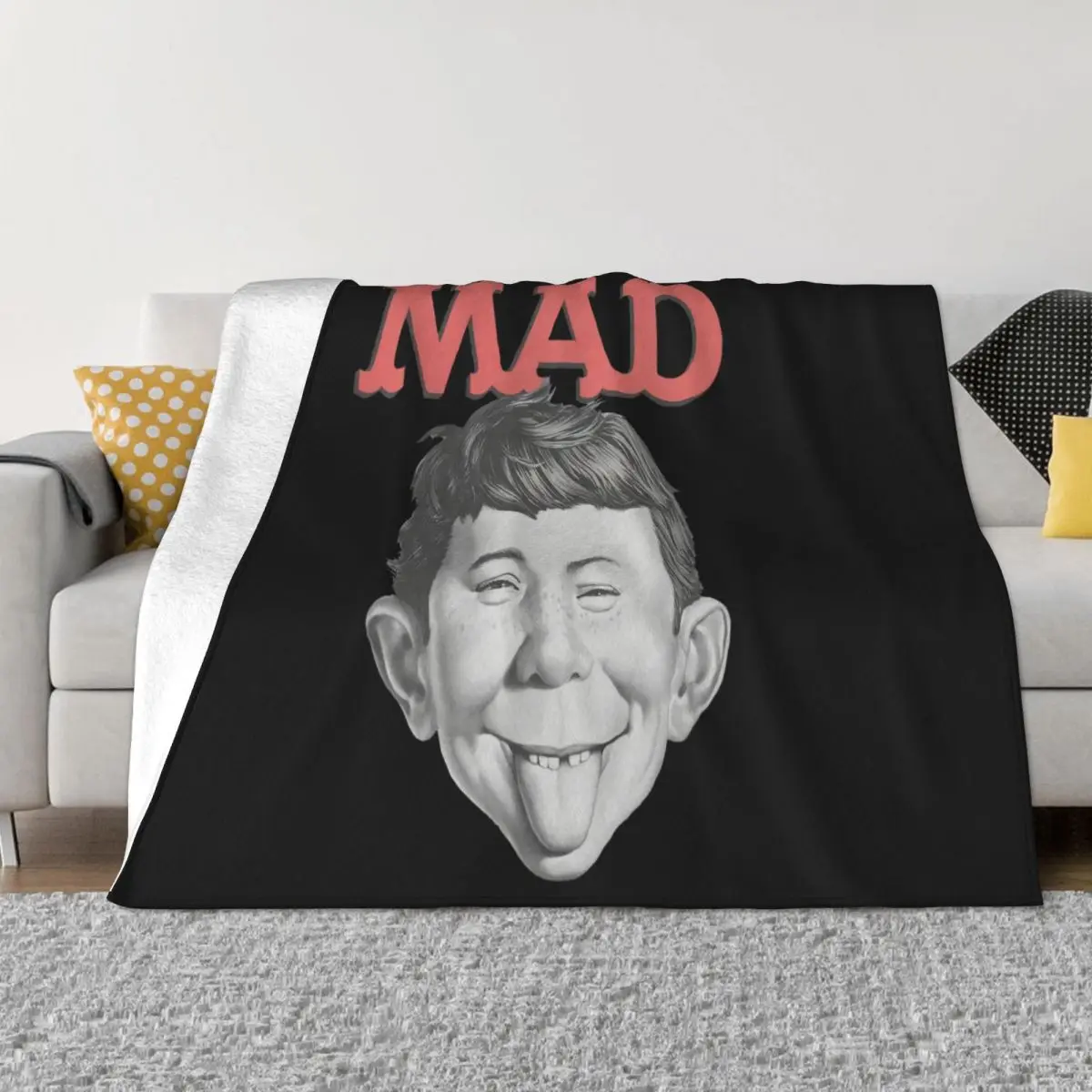 Alfred E Neuman Mad Vintage Premium Mens Womens Sizes Cool Surprise Youth Street Style Top Throw Blanket