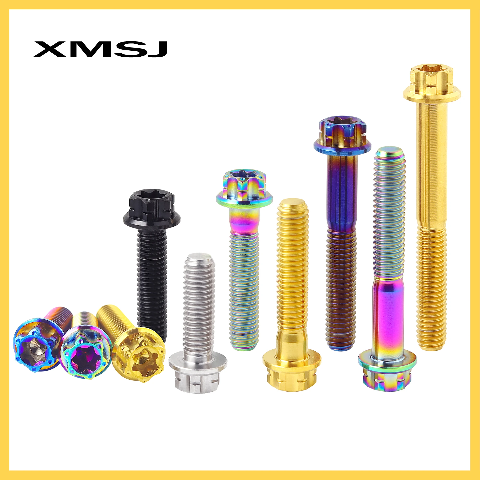 XMSJ baut Titanium Baffle sepeda motor, cangkang Baffle kaliper rem baut perbaikan M6x10-50mm sekrup Refitting mesin pengencang flens kepala Torx