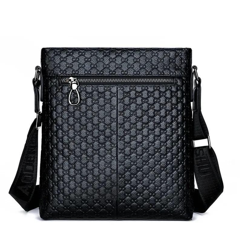 Men Embossed Small Square Crossbody Bag Large Capacity Single Shoulder Bag for Business Travel Office Commute Outdoor Daily Us view 2
