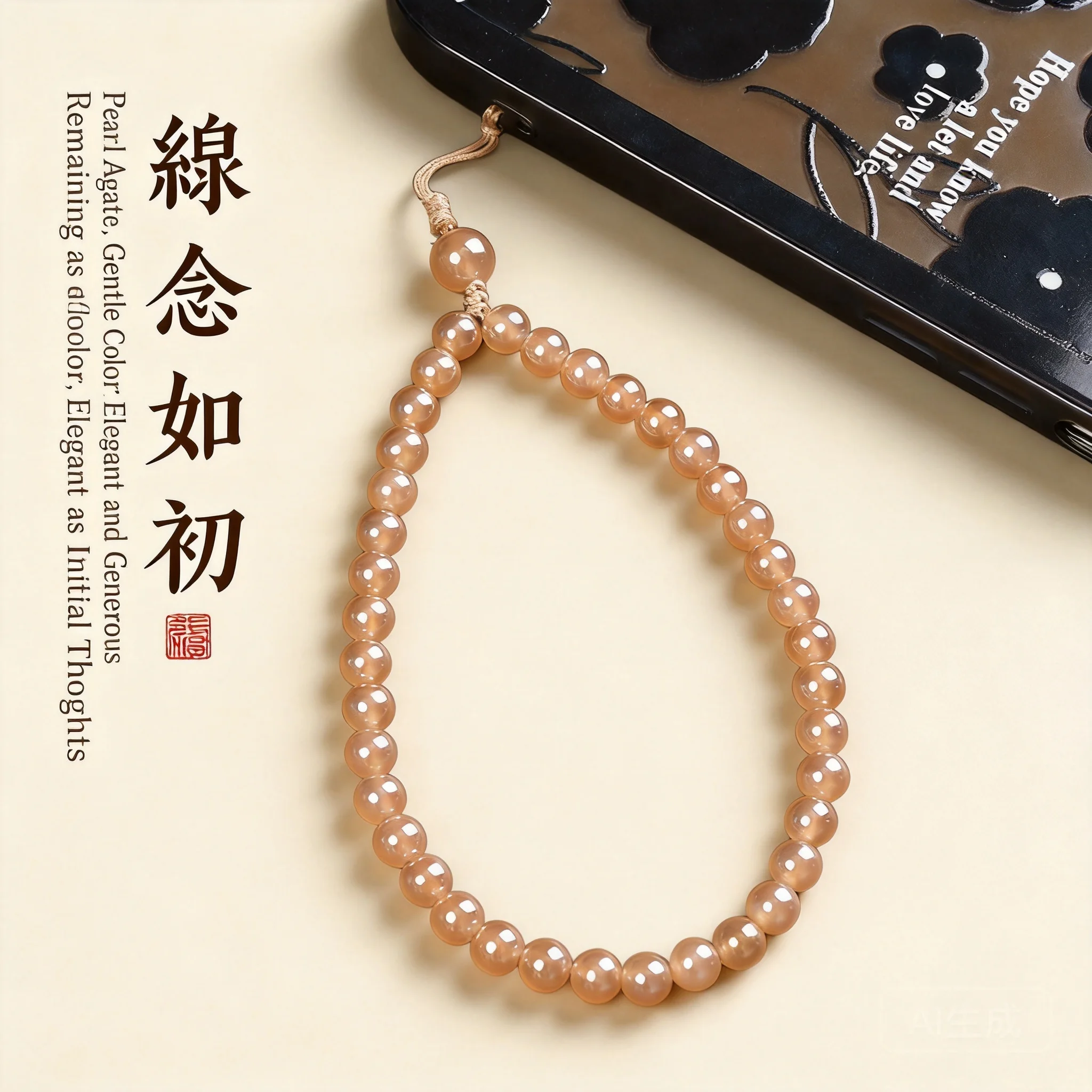 

Chinese Style Lucky Blessing Pearl Agate Beaded Phone Lanyard Wrist Strap Women Retro Bag Pendant Keychain Good Luck Jewelry Gif