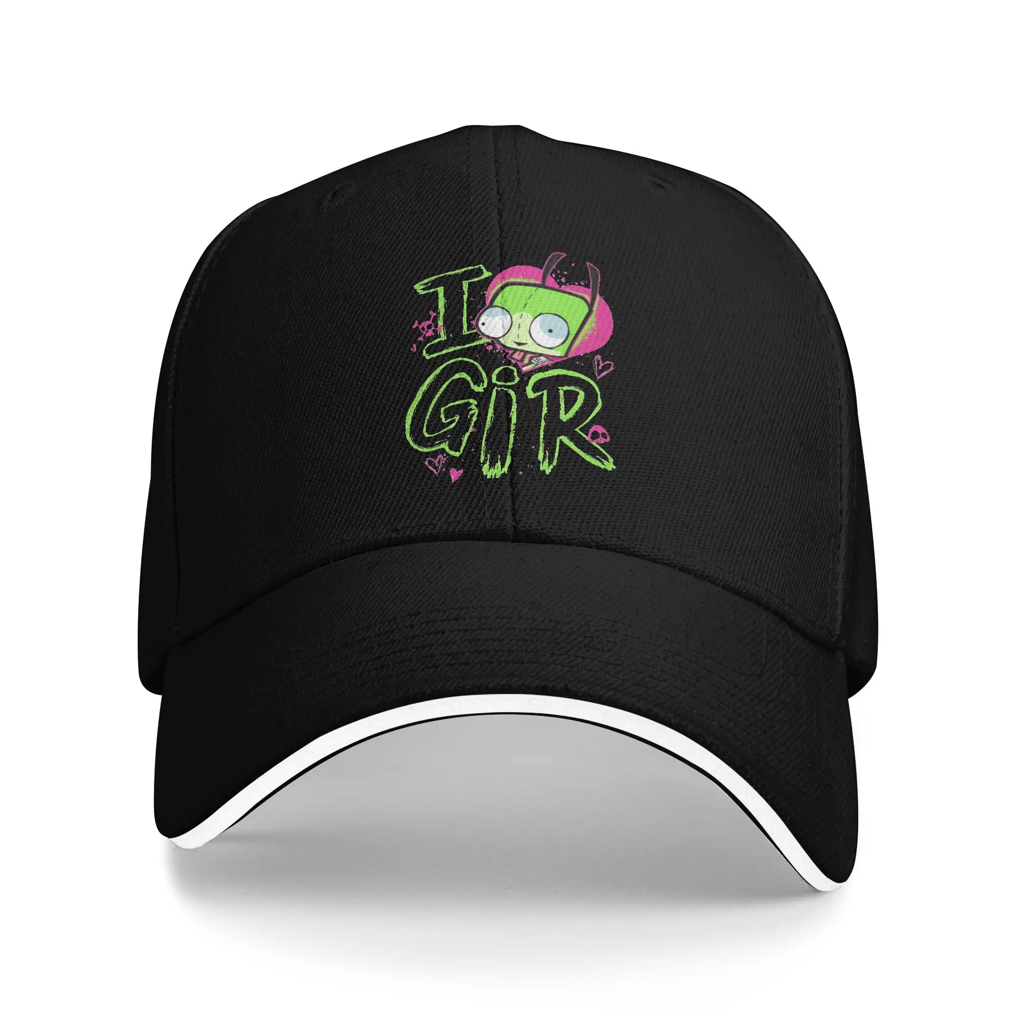 Invader Zim Valentine's Day Baseball Caps Hip Hop I Love GIR Retro Pop  Sandwich Caps for Men Women Adjustable Dad Hat Sport