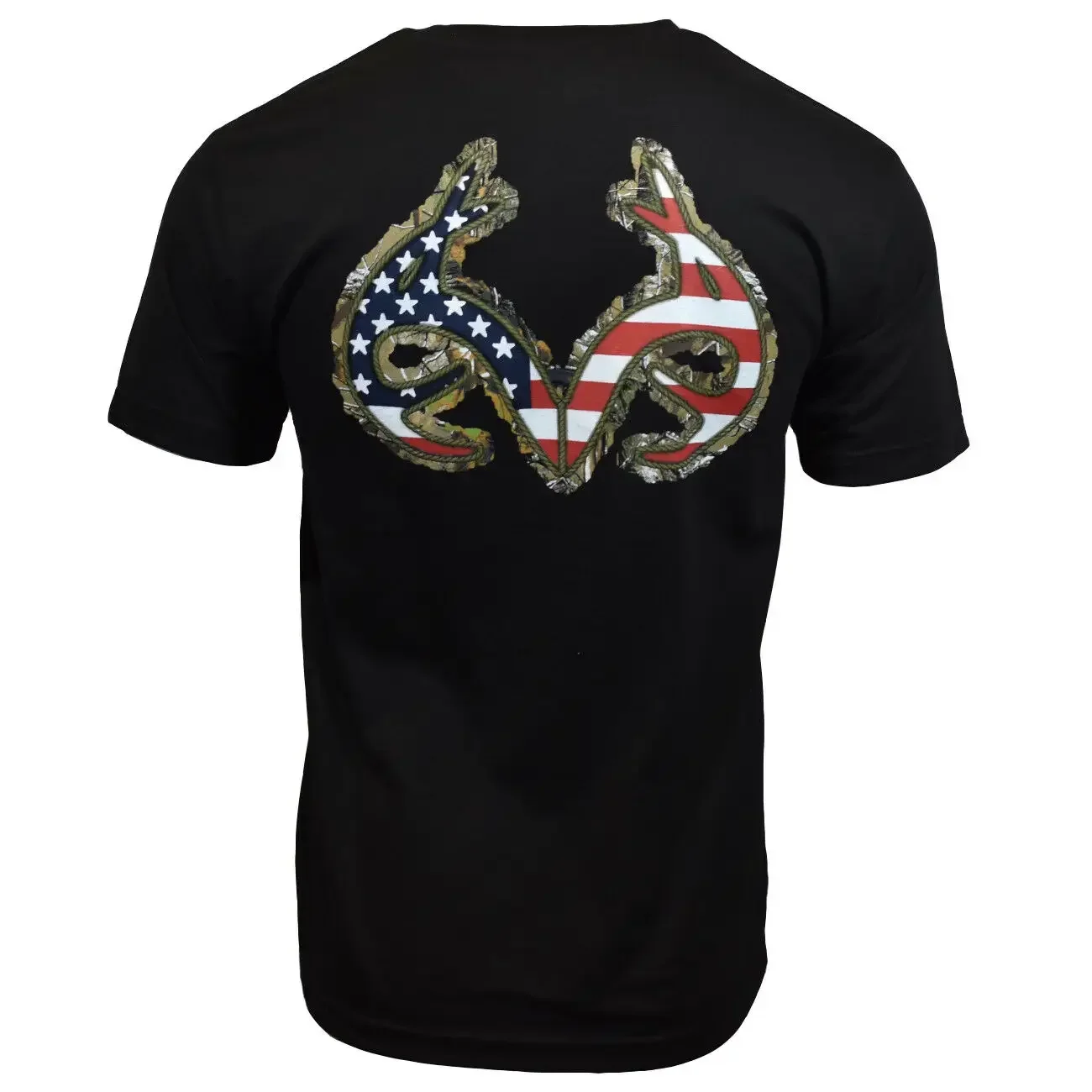 Fashion American Flag Deer Hunting Buck Horn T-Shirt. Summer Cotton Short Sleeve O-Neck Mens T Shirt New S-3XL